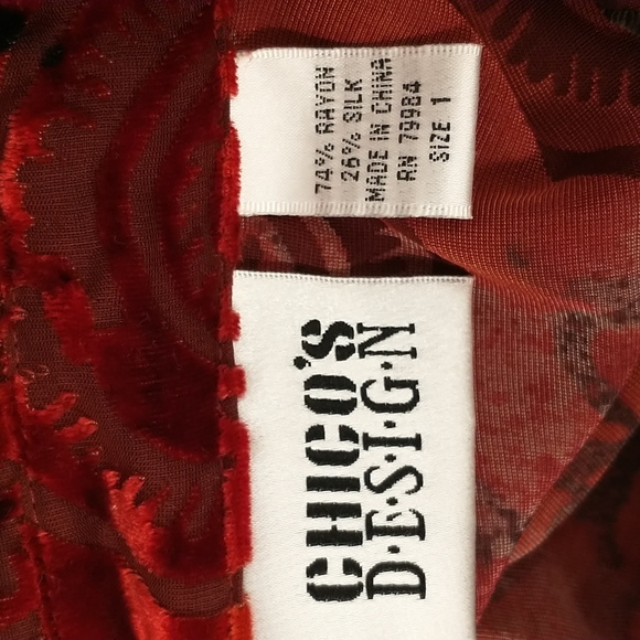 Burnout Velvet Dramatic Blouse Shaket Top Sexy Dark Shimmery Sheer Silk Blend - Picture 7 of 9